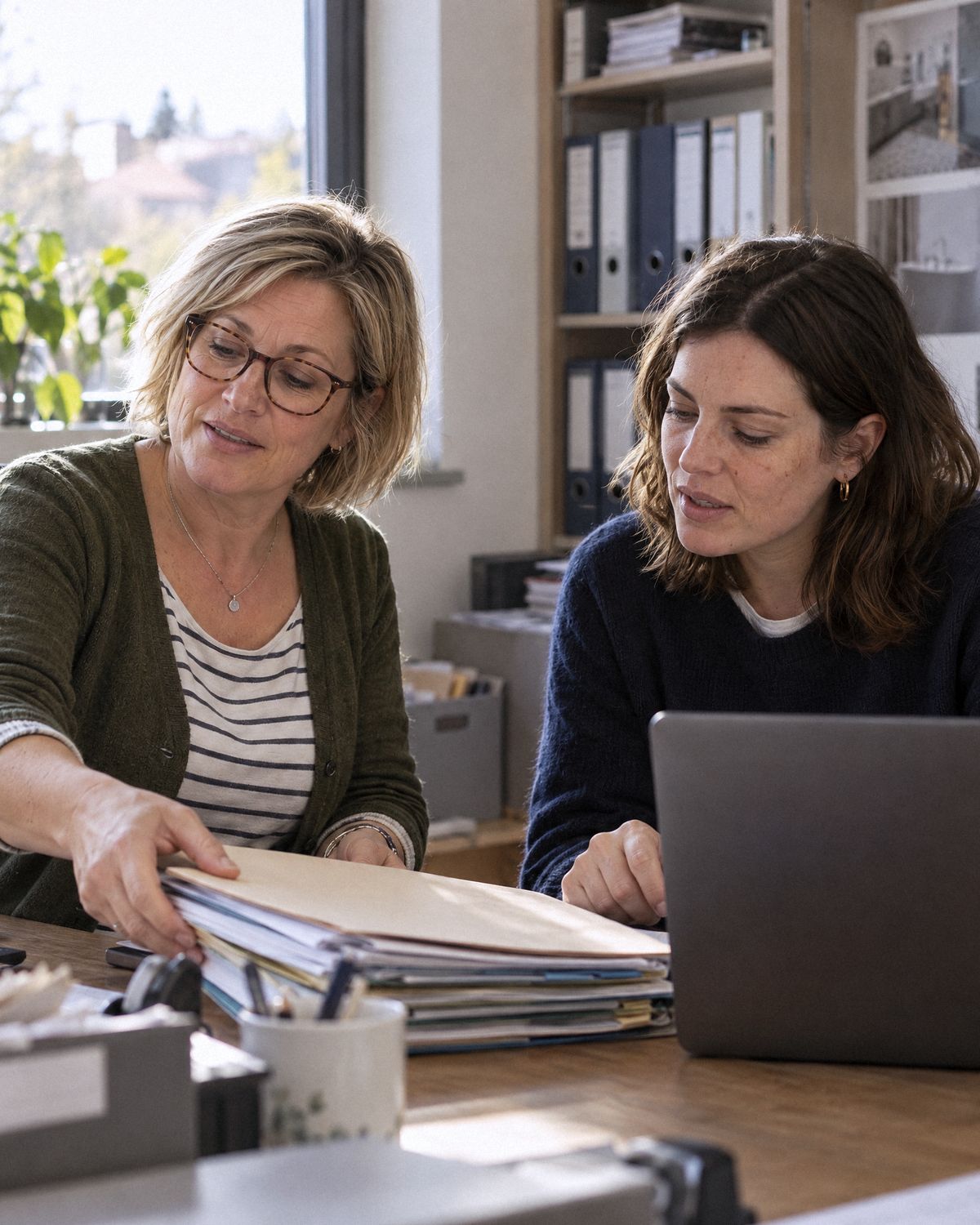 La gestionnaire de l’entreprise confie ses dossiers à l’experte de Gentica Studio